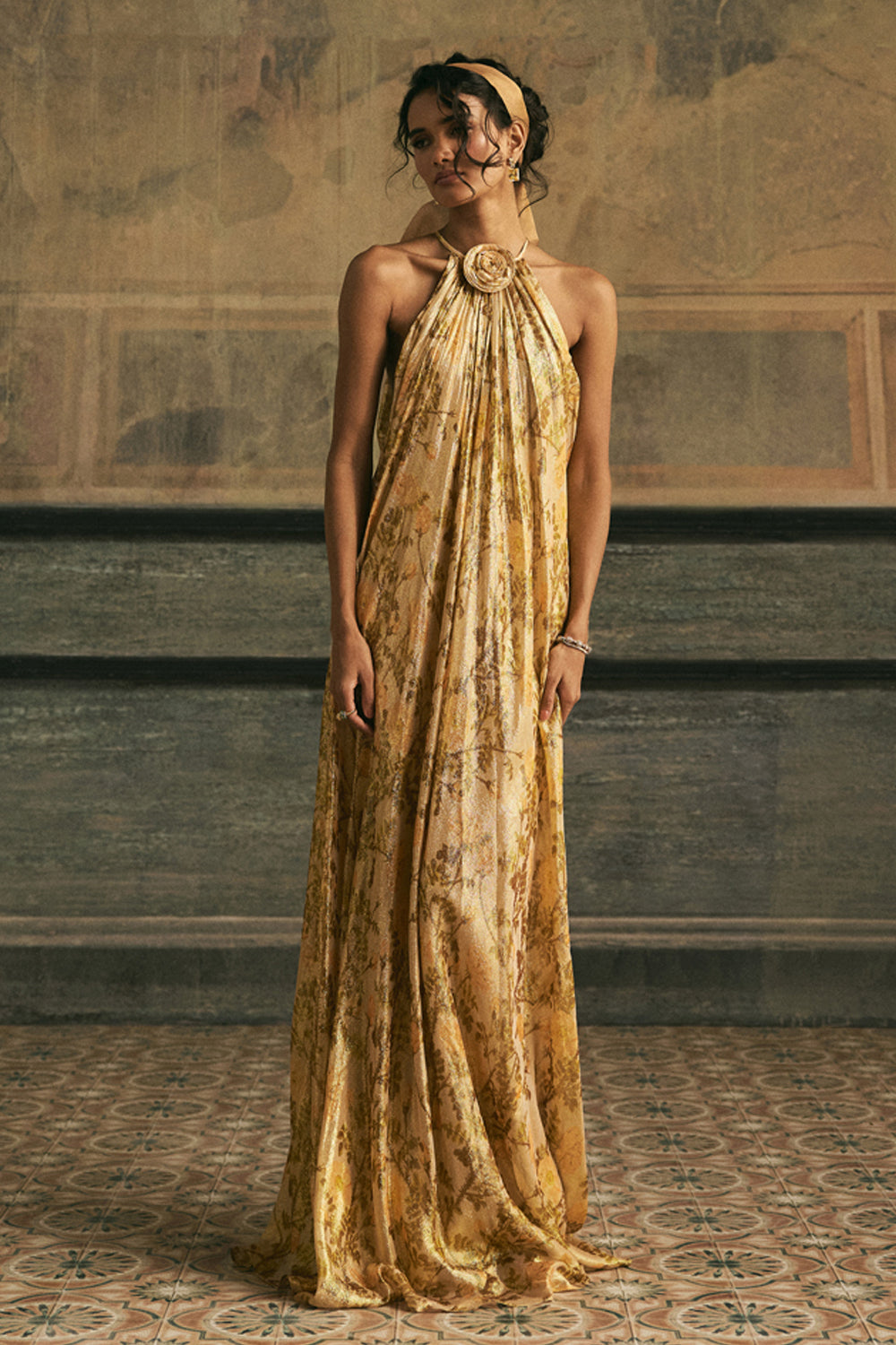 Amber Bloom Halter Dress  Prints By Radhika