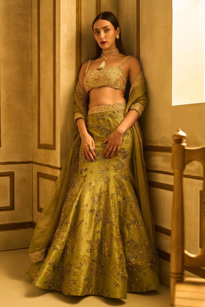 fish cut dress lehenga Buy Dark Blue Fish Cut Bridal Lehenga Set In Net With Attached Cape
